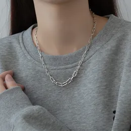 Nalan S925 STERLING Silver Ins Rüzgar Tay Tay Gümüş U şeklinde At Nalı Toka Kolyesi Soğuk Rüzgar Hip Hop Neckchain Takı