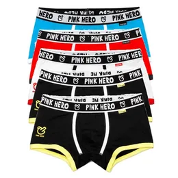 5 pçs / lote rosa heróis clássicos homens roupa interior boxers de alta qualidade algodão masculino calcinha confortável custo-benefício m l xl xxl 210826297m