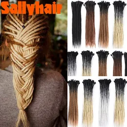 Mänskliga hårbulkar sallyhair 25 färger 5/10 strängar dreadlocks hårförlängningar för kvinnor handgjorda dreads locs syntetisk virkning flätande hår 230904