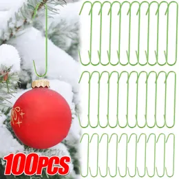 Juldekorationer 10100 st Ornament Hooks Xmas Tree Balls Pendant Hanging Holder Plastic Hook For Navidad Year Party Decoration 230905