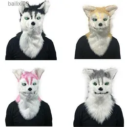 Party Masks 4 Color Halloween Dog Head Latex Mask Animal Cosplay Fancy Dress Masks For Halloween Party Masks T230905