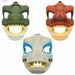 Maschere per feste Maschera di dinosauro 3D Realistico Raptor Dino Moving Jaw Maschera di dinosauro PVC di alta qualità Copricapo Halloween Giocattolo per bambini Regalo di carnevale T230905
