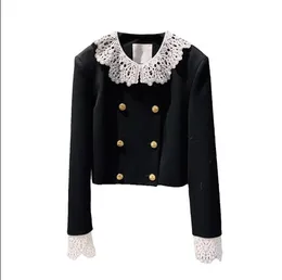 Women's autumn fashion loose long-sleeved doll collar double-breasted casual coat S M L XL