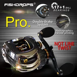 Flyfiskerullar2 Fishdrops Baitcasting Reel Casting Reels Vänster Höger Höger Dual Brake System Gear Ratio 70 1 Spole 230904