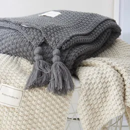 Blankets MIDSUM Nordic Style Knitted Throw Blanket For Sofa Bed Cover Office Air Conditioning Leisure Nap Tapestry Shawl 230905