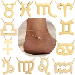 Boêmio 12 constelações tornozeleiras para mulheres escorpião aries corrente doze zodíaco tornozelo pulseira amizade promessa jóias presente