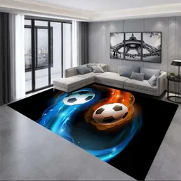 Tapetes dos desenhos animados 3D campo de futebol impresso tapete sala de estar e quarto tapete decorativo infantil antiderrapante tapete porta 230904