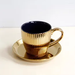 Koppar tefat espresso keramik kopp och tefat latte elegant kaffe estetik gyllene keramik tasse eftermiddag te set yy50cs