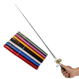 Barco varas de pesca mini caneta portátil tipo haste liga de alumínio pólo telescópico tamanho de bolso ao ar livre gota 230904