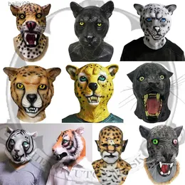 Party Masks Realistic Latex Lion mask Animal Tiger Mask Wild Cat Leopard Cheetah Halloween Latex Mask Party Cosplay T230905