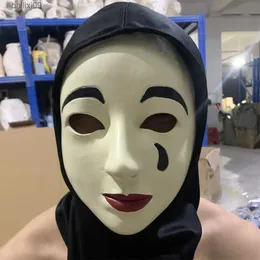 Maski imprezowe film A Haunting in Venice Horror Mask Halloween Latex Full Head Mask Cosplay Cropy Maski z turbanem T230905
