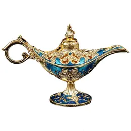 Obiekty dekoracyjne figurki Aladdin lampa vintage legenda Light Arabian Lampy Metalowe zakrzywione kadzidło 230905