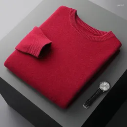 Maglioni da uomo Maglione di lana Autunno e inverno Girocollo Camicia con fondo ispessente in tinta unita allentato