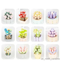 Blokuje kreatywne pomysły kwiaty Bonsai sukulenty Bluki Drzewa Zabawki dla dzieci Prezenty Kolorowy kwiat R230905
