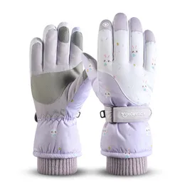 Ski Gloves Sarung Tangan Musim Dingin Wanita Salju Snowboard Bulu Hangat Olahraga 3 Jari Layar Sentuh untuk Bermain Naik Snowboarding 230905