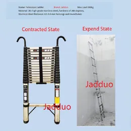 Stainless Steel Single Telescopic Ladder With Hook/Bold Non-slip Hook Design/Material PVC Rubber