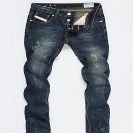 Novo designer de jeans dos homens calças magras casuais jeans de luxo moda angustiado rasgado magro motocicleta moto motociclista denim hip hop pa266p