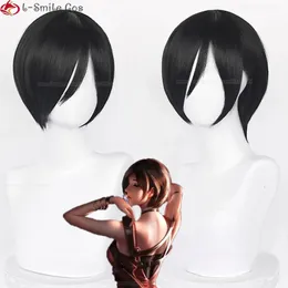 Cosplay Wigs Anime Ada Wong Cosplay Wig Ada Wong Wigs Cosplay 32cm Short Black Heat Resistant Synthetic Hair Woman Party Role Wigs Wig Cap 230904