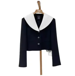 Ladies Autumn Fashion Sailor Collar Color Block Sports Coat Sports S M L XL XXL