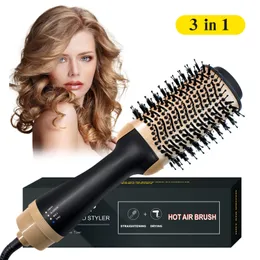 Hair Dryers Blow Dryer with Comb 3 In 1 Brush Salon Blower Electric Straightening Curling Iron Hairbrush 230904