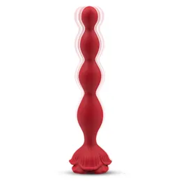Anal Toys Vibrating Beads Rose Vibrator Butt Plug Prostate Massager Vagina Nipple Clit Stimulator Masturbator Anus Sex Toy 230904