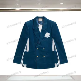 xinxinbuy men designer coat jacket corduroy suit embroidery長袖の女性グレーブラックカーキブルーS-3xl