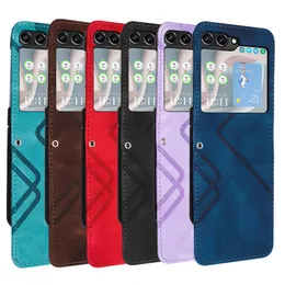 ZFlip5 ZFold5 Capa carteira de couro flip para Samsung Z Fold 5 4 3 Z Flip 5 4 3 Flip5 Fold5 Hard PC Business Vertical dobrável porta cartão porta-cartões à prova de choque bolsa de capa de livro