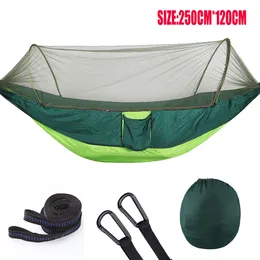 Camp Furniture Outdoor Hammock with Mosquito Net Camping Swing Hanging Bed Ultralight Tourist Sleeping 1-2 Person 230905