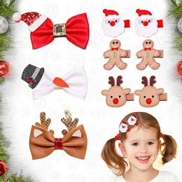 Juldekorationer 4st Bow Hairn Poin For Girl Gift Santa Snowman Decoration Home Navidad Year Kids 230905