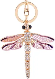 Dragonfly Keychain Crystal Movable Wings Key Ring Women Handbag Charm Pendant Presant Key Ring Gift 1221349