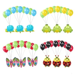 Andra evenemangsfest levererar tecknad fjäril Ladybird Frog Snail Foil Balloon Födelsedagsdekorationer Baby Shower Barn Toy 230905