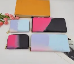Designers bolsa mulheres longas bolsas de couro carteiras moeda embreagem com caixa carteira cor gradiente luxo qualidade meninas women6763035
