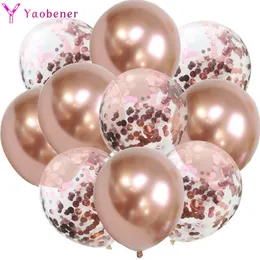 Other Event Party Supplies 10pcs 12inch Metallic Confetti Balloons Birthday Wedding Bachelorette Decorations Anniversary Backdrop Decor Rose Gold 230905