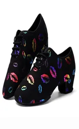 USHINE BD47 Nuovo Colore Labbra Sneakers Scarpe da Formazione per Insegnanti Sala da Ballo Latino Fitness Balletto Scarpe da Ballo Donna 2010173483796