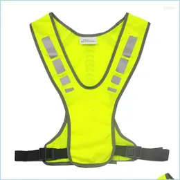 Motorcycle Apparel Adjustable Waist Safety Traffic Jogging Harness Cycling Vest Uni High Visibility Night Soft Reflective Outdoor Drop Dhdqq