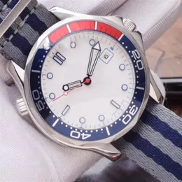Dowódca James Bond 007 White Dial Limited Edition Watch Mens Sprots Nylon Pasp 2813 Automatyczne zegarki męskie 41mm190g