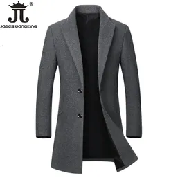 Men Blends Eur mantel wol hangat untuk pria ramping ukuran S 3XL musim gugur dan dingin Pria warna hitam abu abu merah 230904