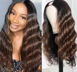 Highlight U Part Wig Human Hair Wigs Brazilian Hair Body Wave Wig Ombre UPart Wigs For Women Middle Part 150 Density