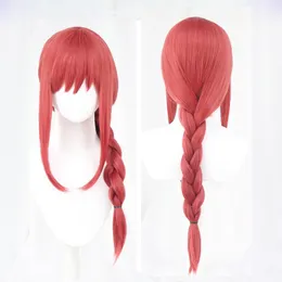 Cosplay شعر مستعار عالي الجودة anime chainsaw man makima cosplay wig long red red have hair anthetic halloween play wigs wigcap 230904