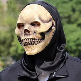 Maski imprezowe Halloweenowa maska ​​czaszki z tkaniną bar Pokój Escape Lateks Maski Horror Horror Wysokiej jakości prezent T230905
