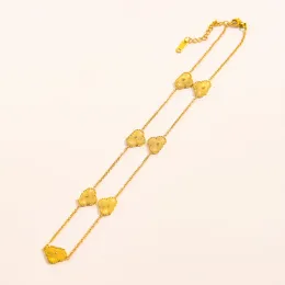 Mode lyxiga fyra bladklöver halsband designer smycken hänge halsband 18k guld pläterad blomma halsband länk kvinnor ingen låda