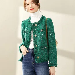 Dames Wol Blends Kleine Geurjas Herfst Dames Vintage Tweed Jas Korte Jassen Koreaanse Mode Streetwear Elegante Bovenkleding A178 230905