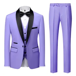 African Trend Groom Set Men Fashion Formal Cuit Płaszcz + kamizelka + spodnie ślub Slim dopasowany strój biznesowy