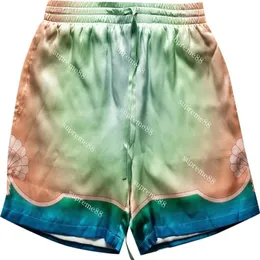 Casablanca 22ss Pantaloncini di seta siciliani a cambiamento graduale per uomo e donna moda estate set da spiaggia pantaloncini casual hawaiani camicie tees322v