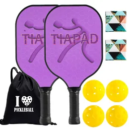 Squash rackets tiapad pickleball paddlar uppsättning av 2 glasfiber yta paddel utomhus inomhusbollar sömlös halsduk racketväska för kvinnor män 230904