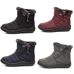 Bottes de neige chaudes pour femmes, chaussures en coton léger avec fermeture éclair latérale, baskets de sport de plein air, noir, rouge, bleu, gris, hiver