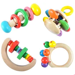 Baby Toy Kids Pedagogiska träklocka Rattle Handbell Percussion Musikinstrument Shake For Toddlers Spädbarn Toys Drop Delivery Gif DHY2D