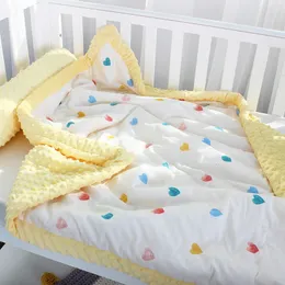 Quilts AB Side Baby Air Conditioner Quilt Cotton With Minky Dot Comfort Fabric born Summer Cool Duvet Cover Bean Velvet Blanket 230904