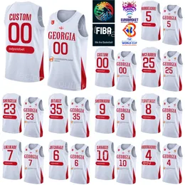 Gürcistan Dünya Kupası 2023 Basketbol 7 Luka Liklikade Jersey 10 Duda Sanadze 6 Kakhaber Jintcharadze 9 Giorgi Shermadini 8 Giorgi Tsintsadze 25 Thaddus McFadden