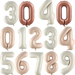 Other Event Party Supplies 3240Inch Cream Caramel Solid Color 19 Large Digital Foil Helium Balloons Wedding Happy Birthday Decoration Baby Shower 230905